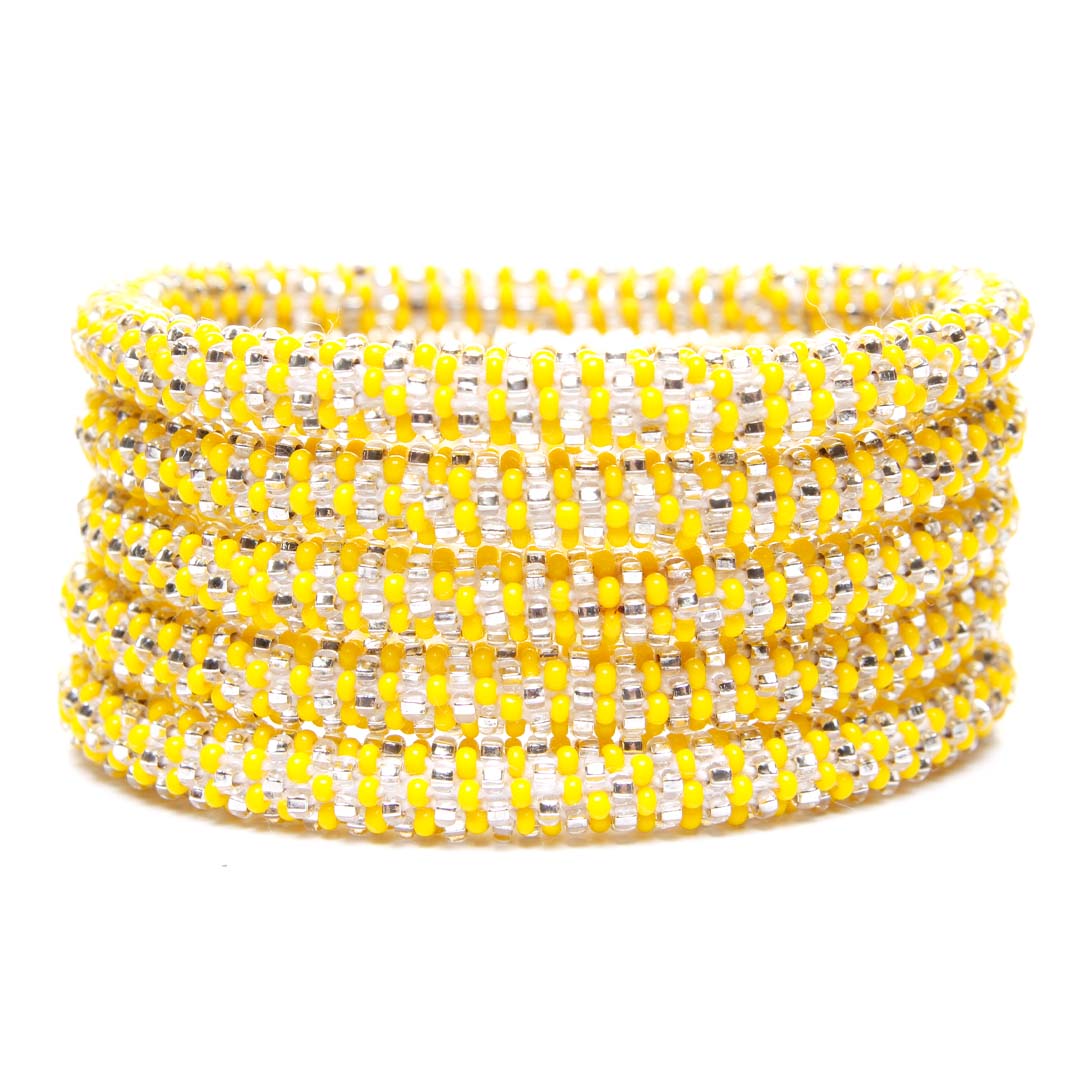 sparkling lemonade stripe bead bracelet-stack 6.5in