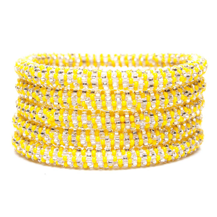 sparkling lemonade stripe bead bracelet-stack 6.5in