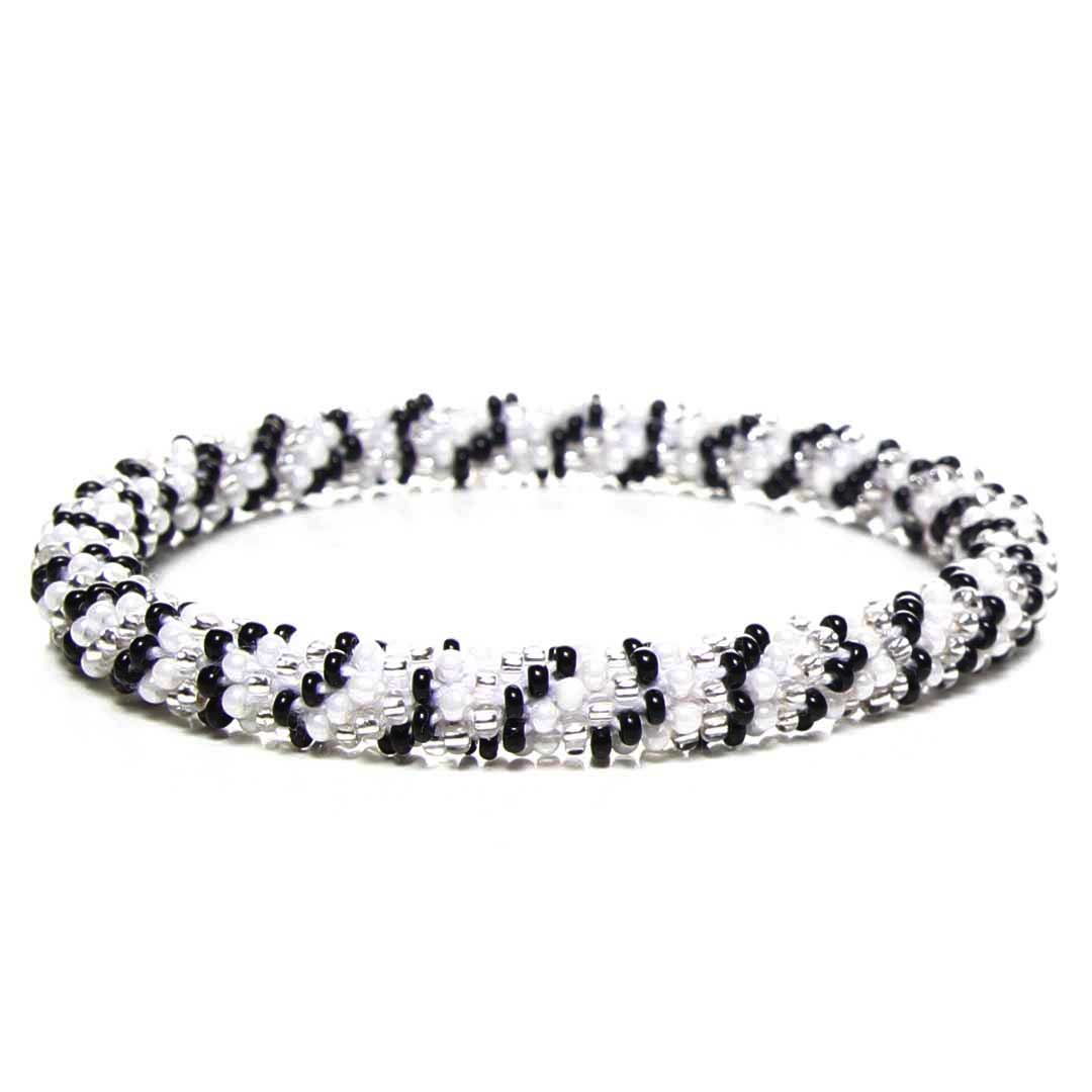 Sparkly Black & White Zigzag Stripe - 7"