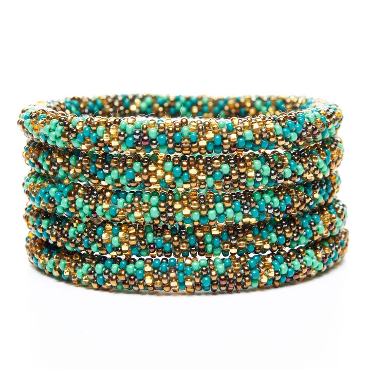 st patricks day confetti beaded bracelet- stack