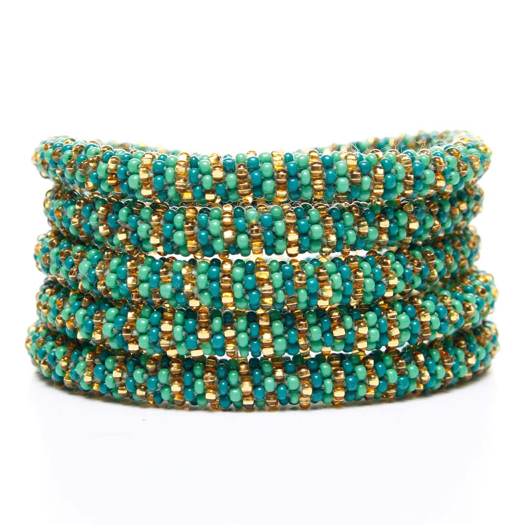 st patricks day stripe beaded bracelet stack