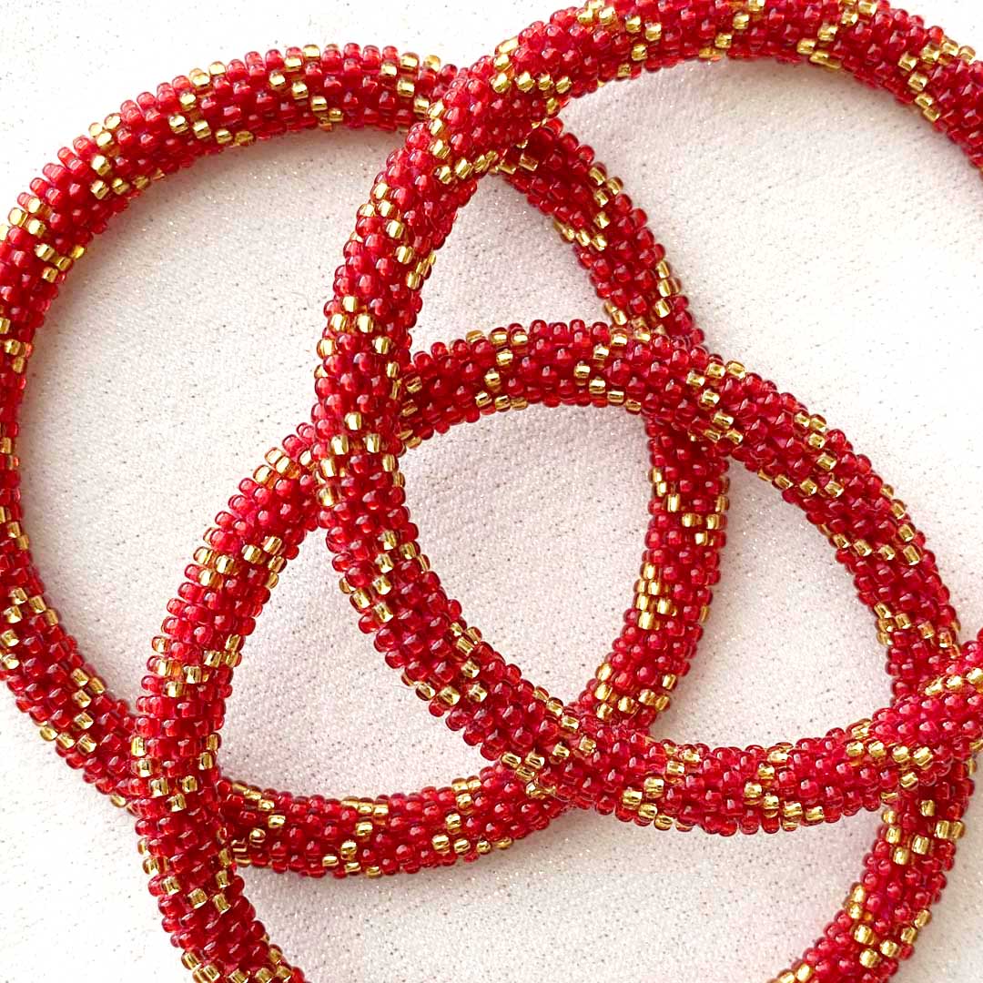 Handmade Tis the Season Beaded Bracelets for Women - Close